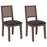 vidaXL Eetkamerstoelen met kussens 2 st massief hout rubber bruin