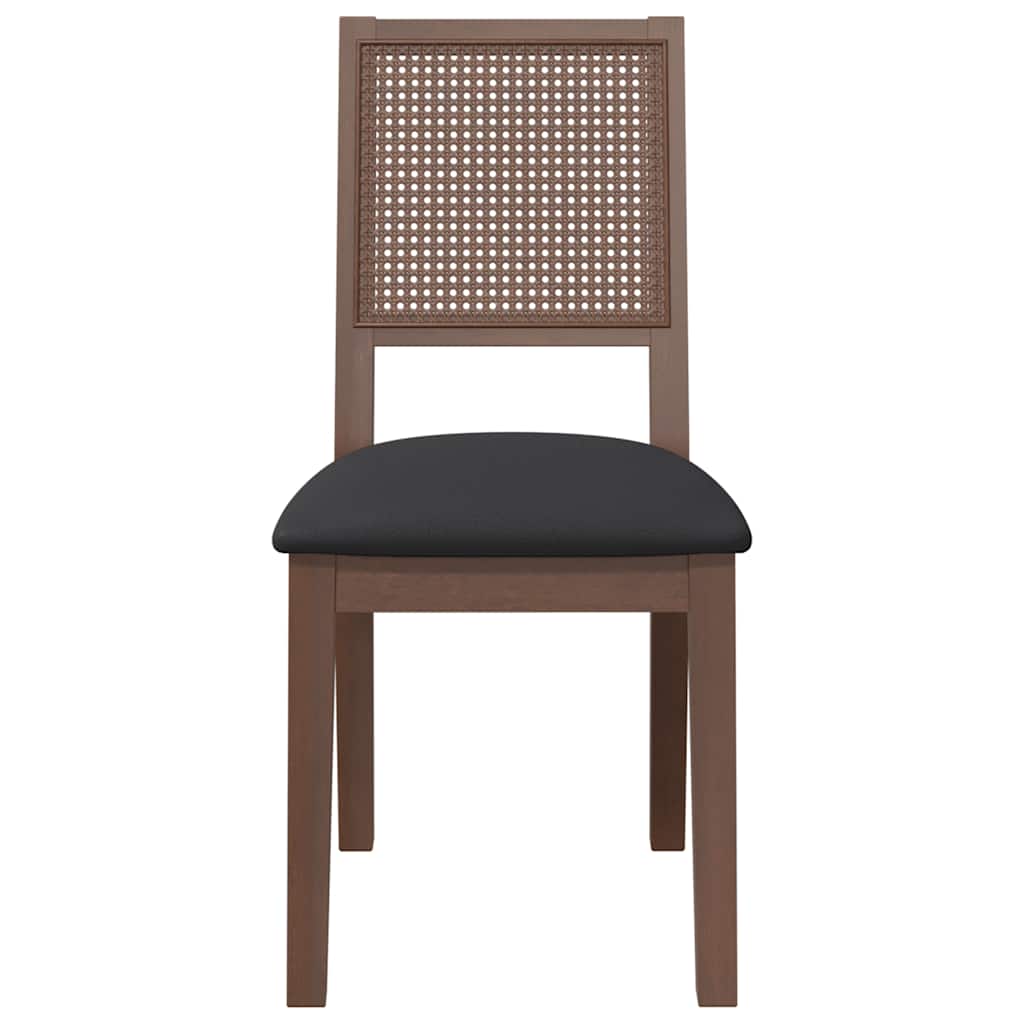 vidaXL Eetkamerstoelen met kussens 2 st massief hout rubber bruin