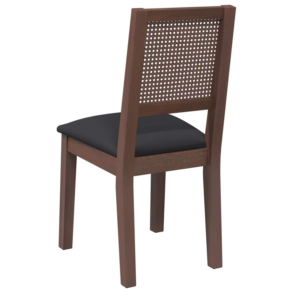 vidaXL Eetkamerstoelen met kussens 2 st massief hout rubber bruin