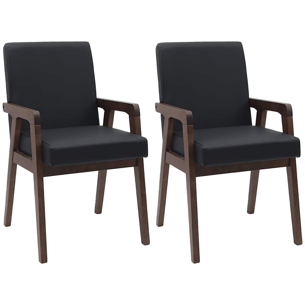 vidaXL Eetkamerstoelen met kussens 2 stuks bruin massief hout rubber