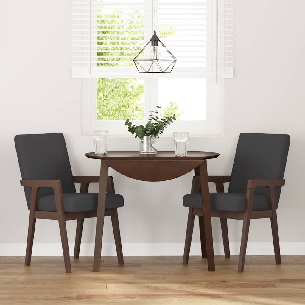 vidaXL Eetkamerstoelen met kussens 2 stuks bruin massief hout rubber