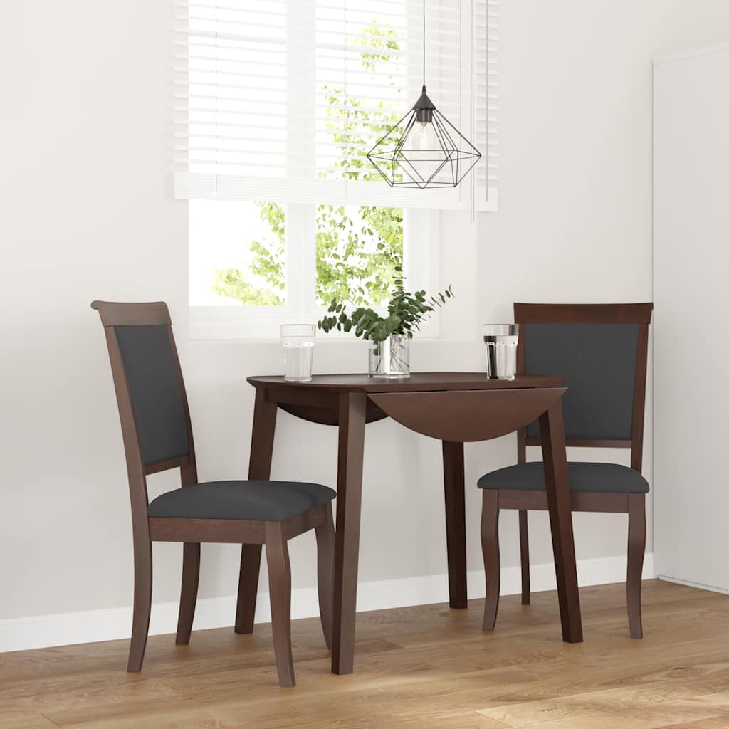 vidaXL Eetkamerstoelen met kussens 2 st massief hout rubber bruin