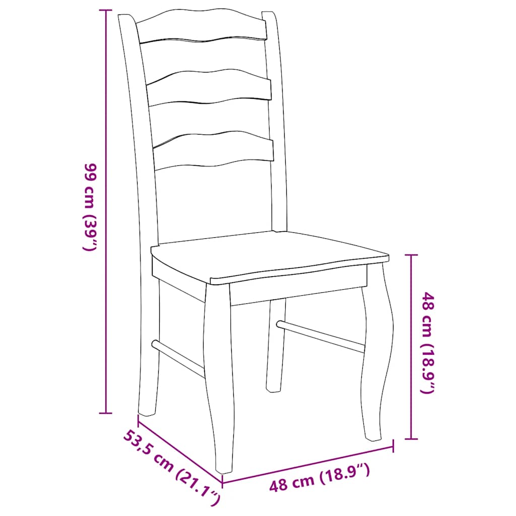 vidaXL Dining Chairs with Cushions 2 pcs Brown Solid Rubberwood