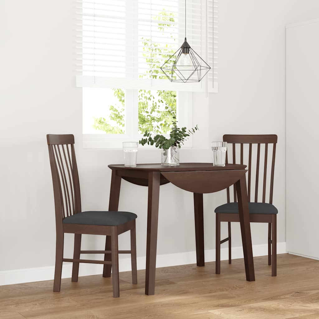 vidaXL Eetkamerstoelen met kussens 2 st massief hout rubber bruin