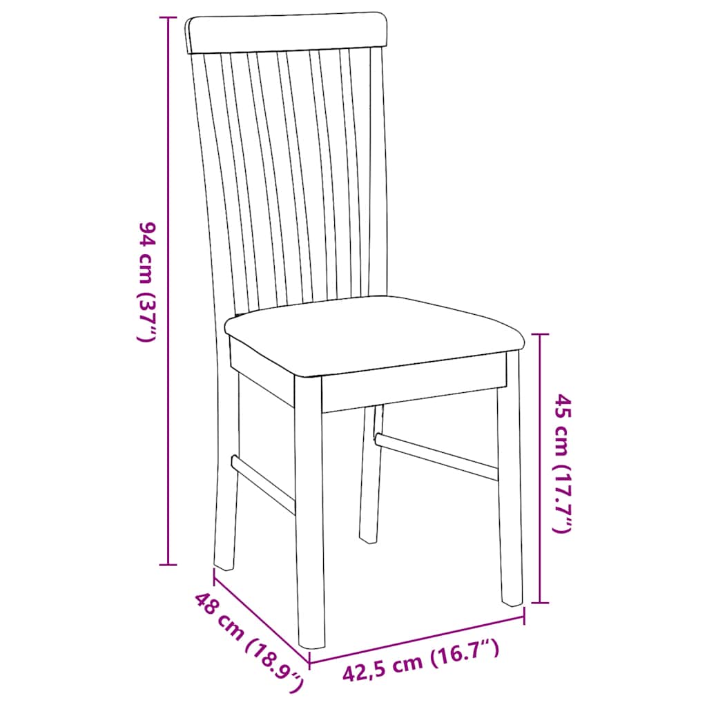 vidaXL Eetkamerstoelen met kussens 2 st massief hout rubber bruin