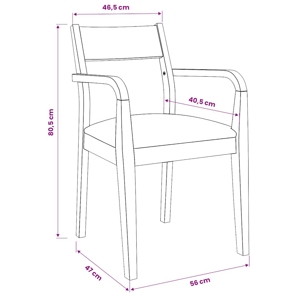 vidaXL Eetkamerstoelen met kussens 2 st massief hout rubber bruin