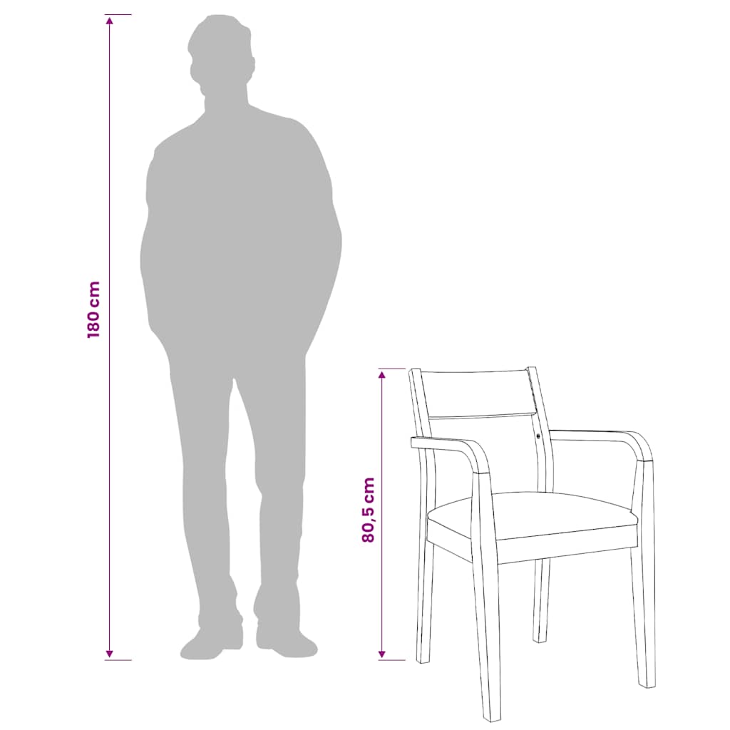 vidaXL Eetkamerstoelen met kussens 2 st massief hout rubber bruin