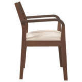 vidaXL Eetkamerstoelen met kussens 2 st massief hout rubber bruin