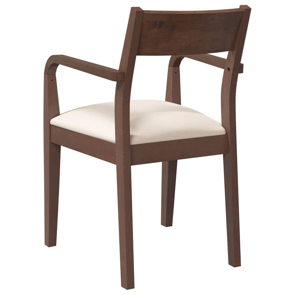 vidaXL Eetkamerstoelen met kussens 2 st massief hout rubber bruin