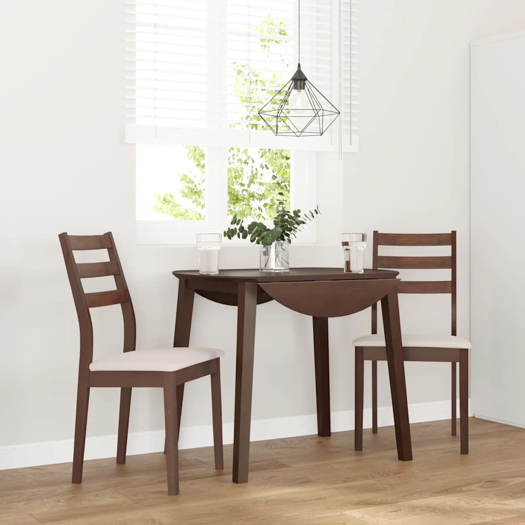 vidaXL Dining Chairs with Cushions 2 pcs Solid Rubberwood Brown