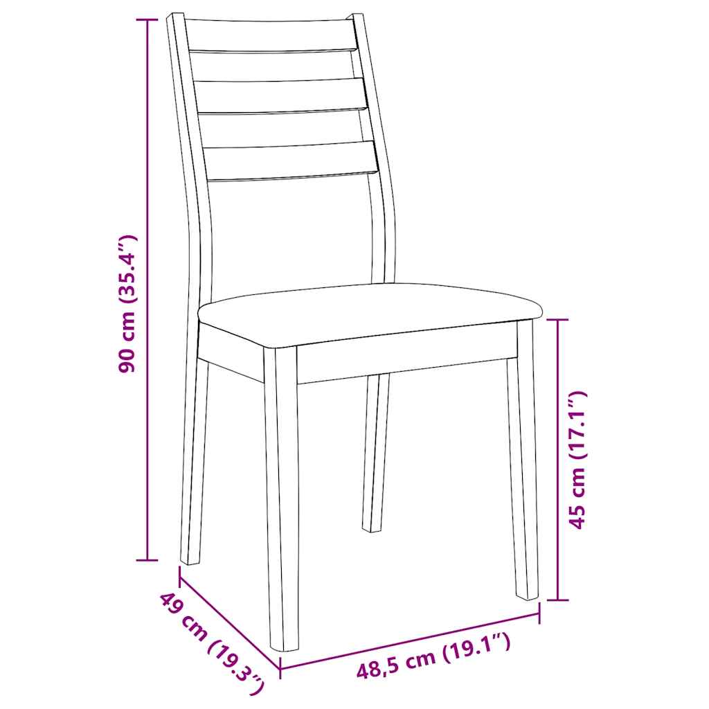 vidaXL Dining Chairs with Cushions 2 pcs Solid Rubberwood Brown
