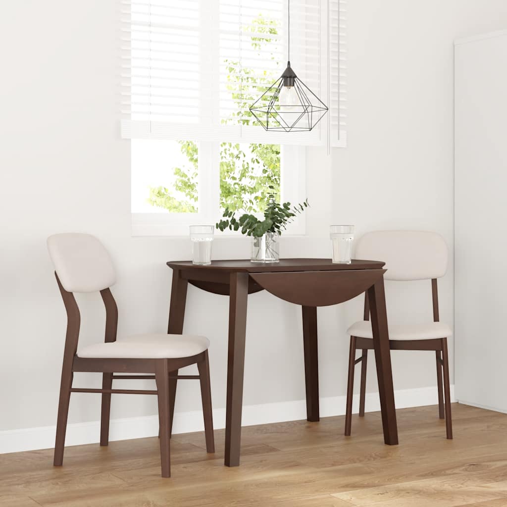 vidaXL Eetkamerstoelen met kussens 2 st massief hout rubber bruin