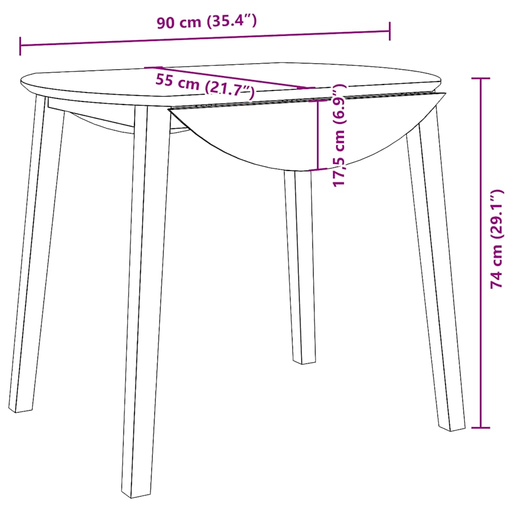 vidaXL Eettafel bruin massief hout rubber