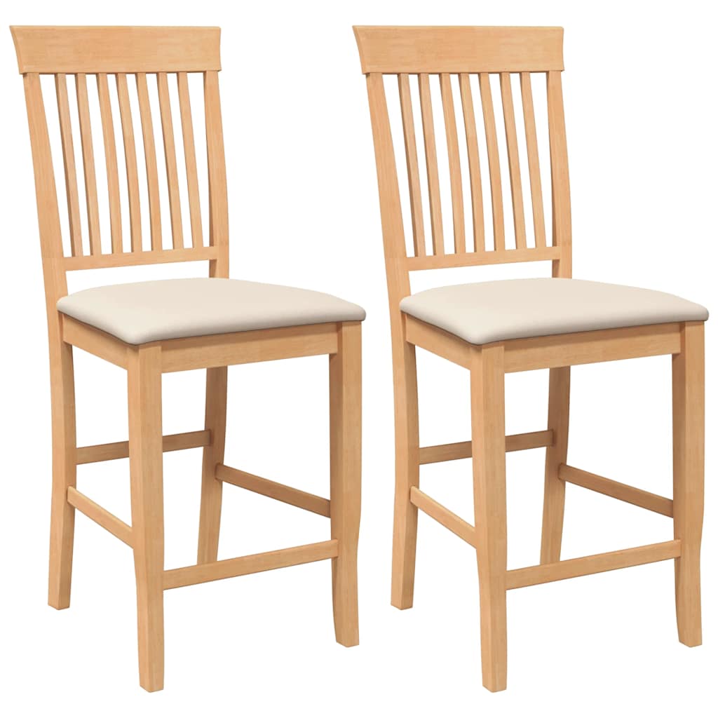 vidaXL Barkrukken met kussens 2 stuks Bruin massief hout rubber