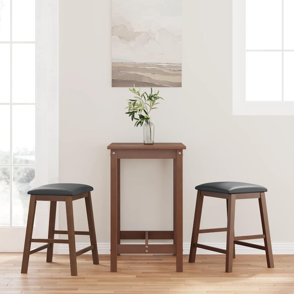 vidaXL Bar Stools with Cushions 2 pcs Solid Rubberwood Brown