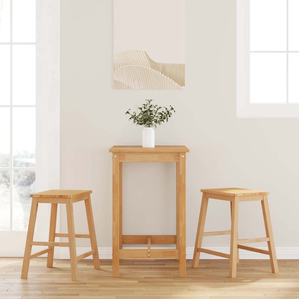 vidaXL Bar Stools with Cushions 2 pcs Solid Rubberwood Brown