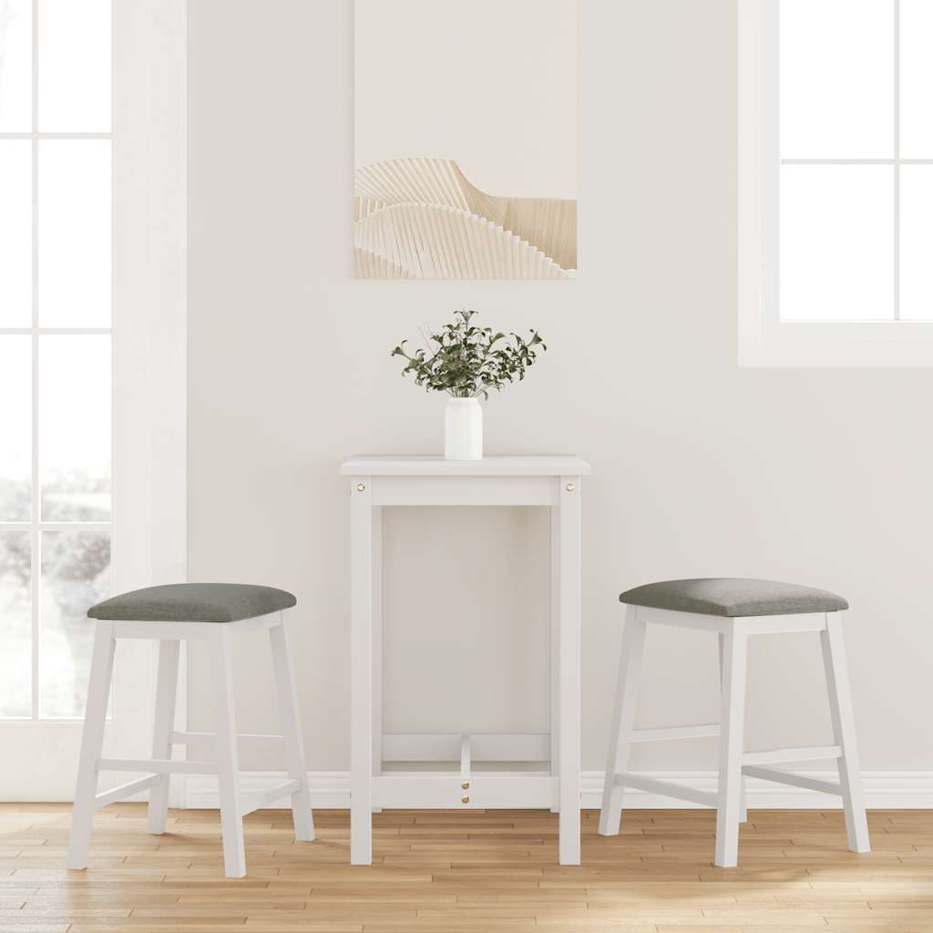 vidaXL Bar Stools with Cushions 2 pcs Solid Rubberwood Brown