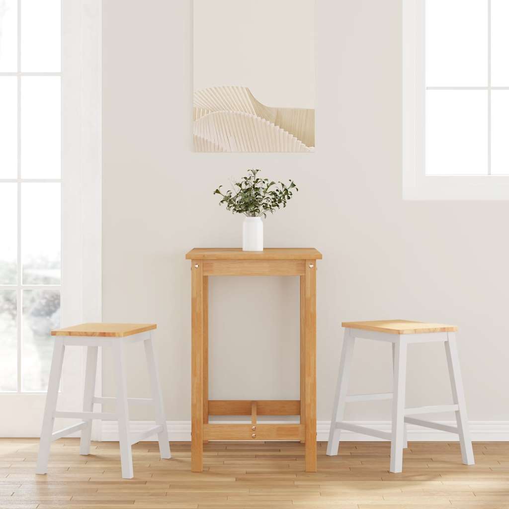 vidaXL Bar Stools with Cushions 2 pcs Solid Rubberwood Brown