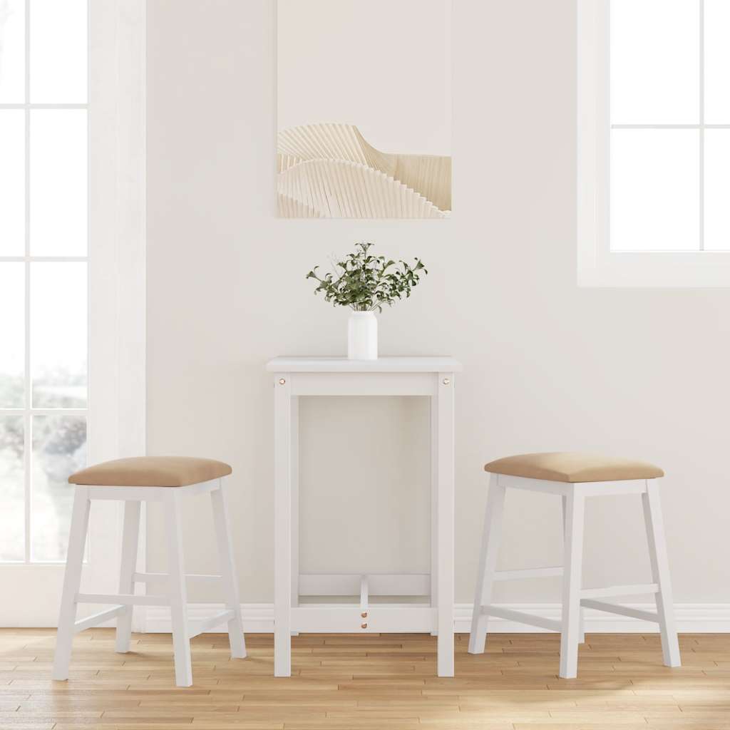 vidaXL Bar Stools with Cushions 2 pcs Solid Rubberwood Brown
