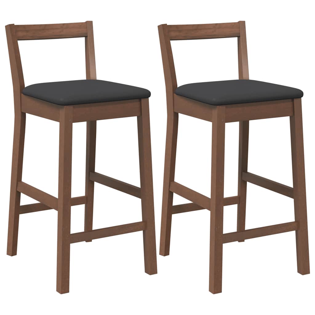 vidaXL Barkrukken met kussens 2 stuks Bruin massief hout rubber