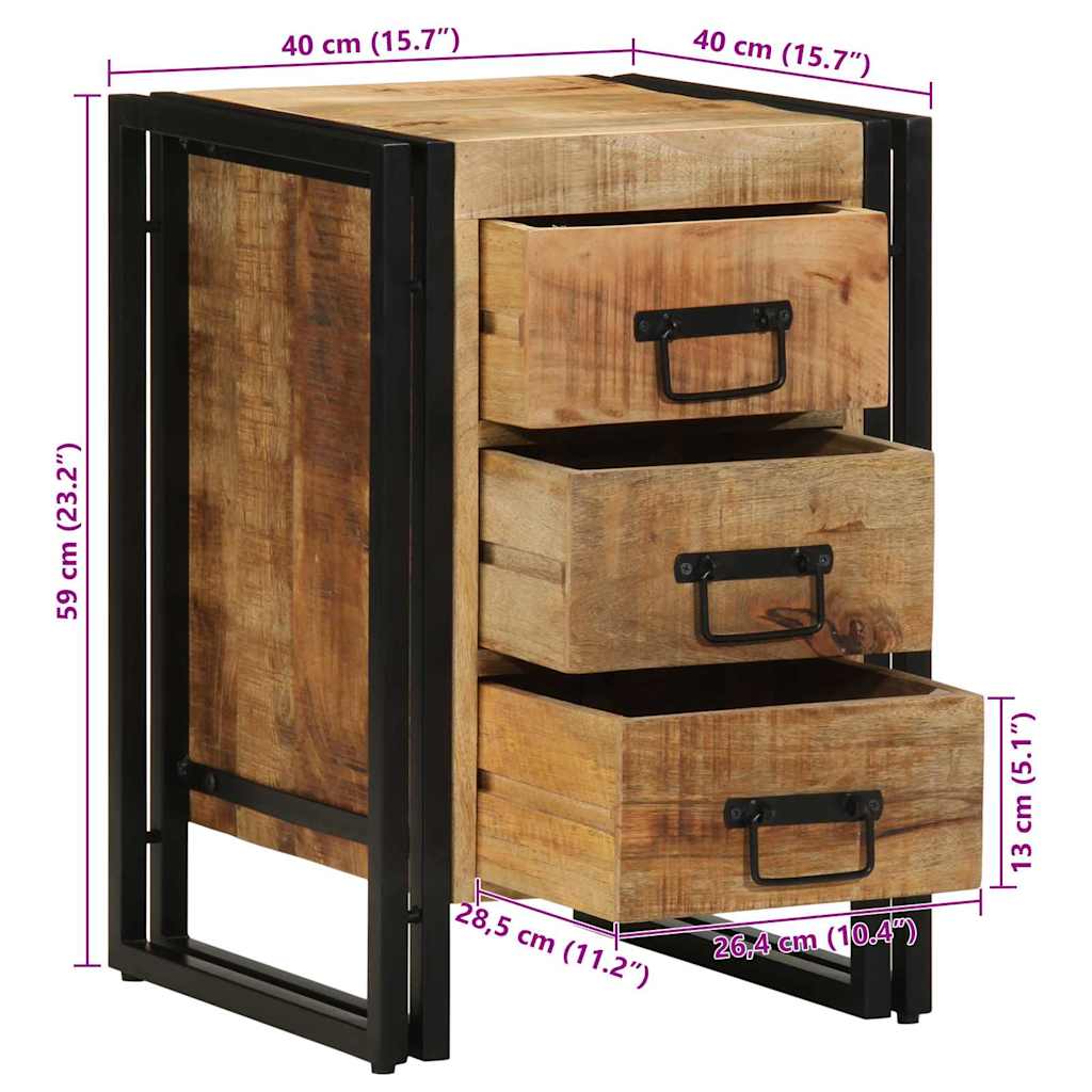 vidaXL Nachtkastje met lade Bruin 40 x 40 x 59 cm Massief Mango Hout