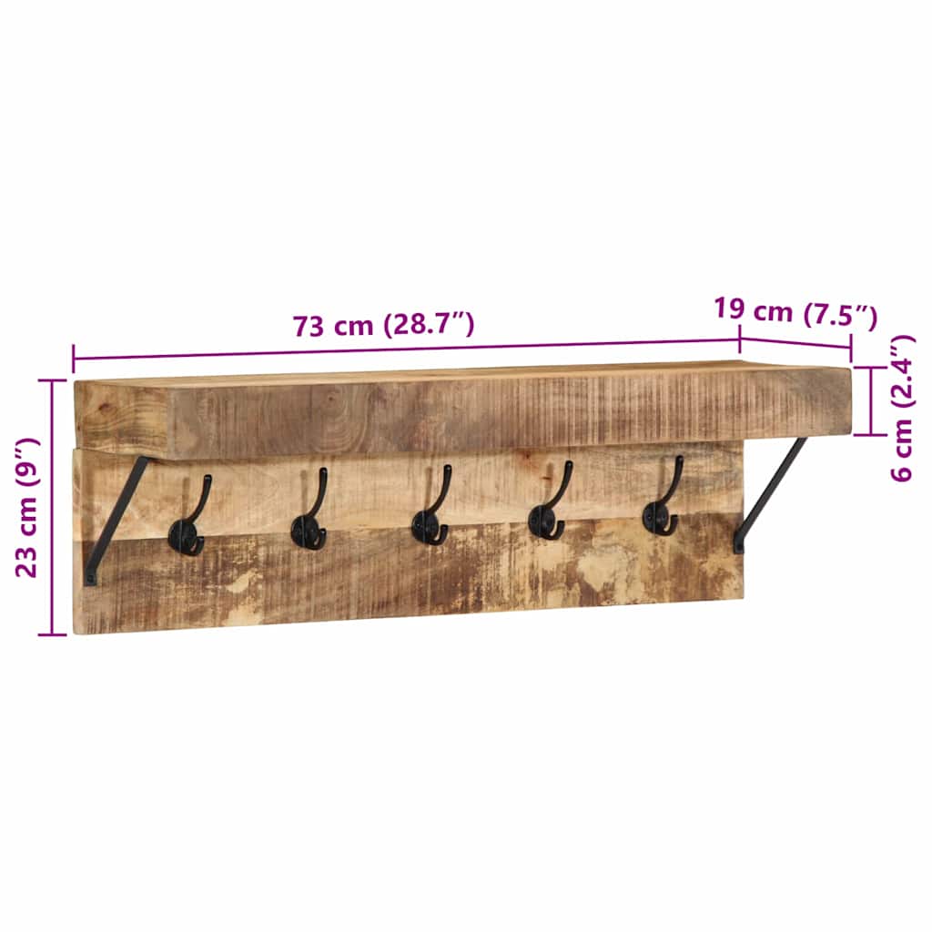 vidaXL Kapstok met plank Bruin 73 x 19 x 23 cm Massief acaciahout
