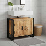 vidaXL Wastafelkast met plank Bruin 71 x 33 x 58 cm Massief Mango Hout