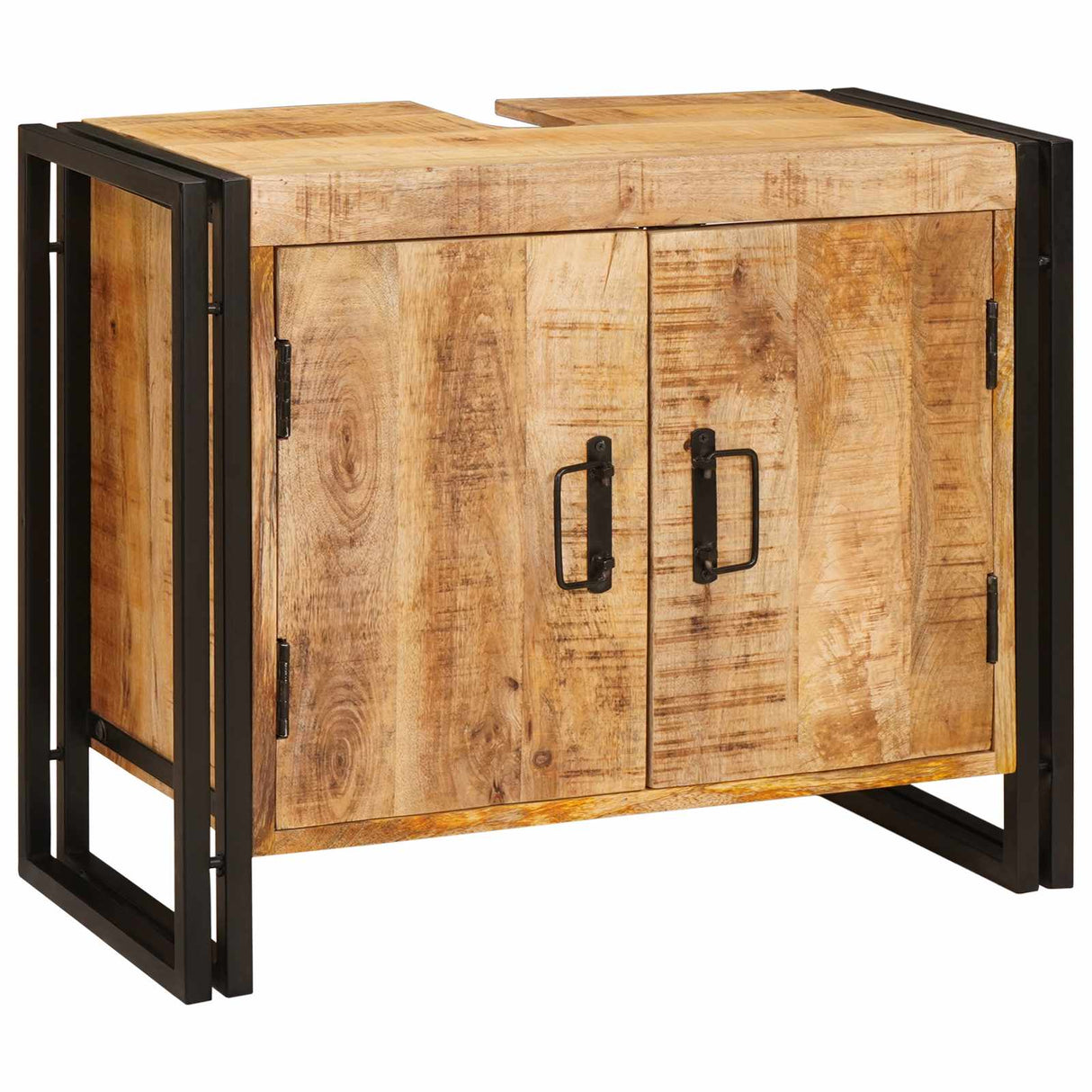 vidaXL Wastafelkast met plank Bruin 71 x 33 x 58 cm Massief Mango Hout