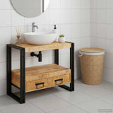 vidaXL Wastafel Kast met lade Bruin 71 x 33 x 58 cm Massief Mango Hout