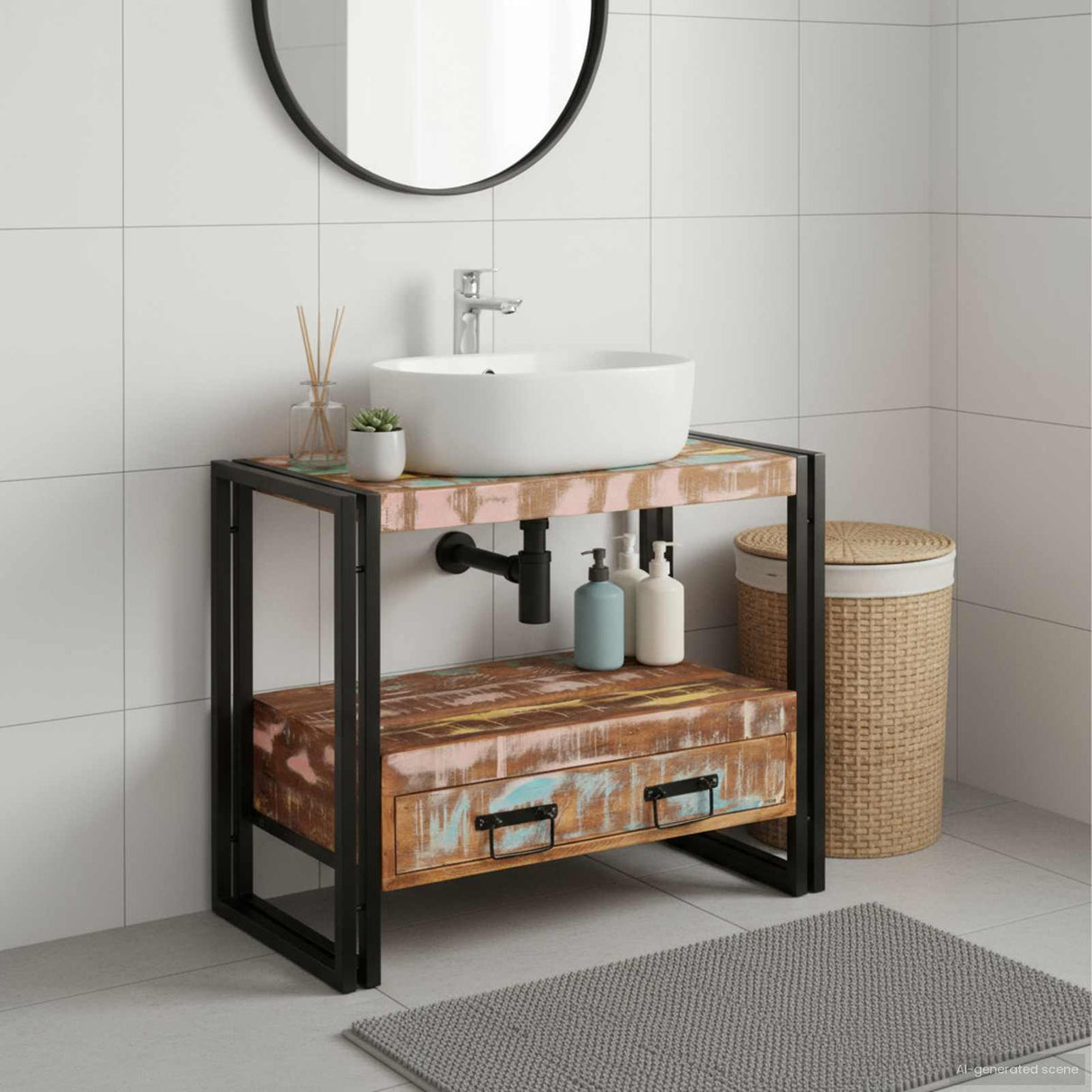 vidaXL Wastafel Kast met lade Bruin 71 x 33 x 58 cm Massief Mango Hout