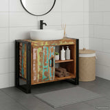 vidaXL Wastafelkast met plank Bruin 71 x 33 x 58 cm Massief Mango Hout