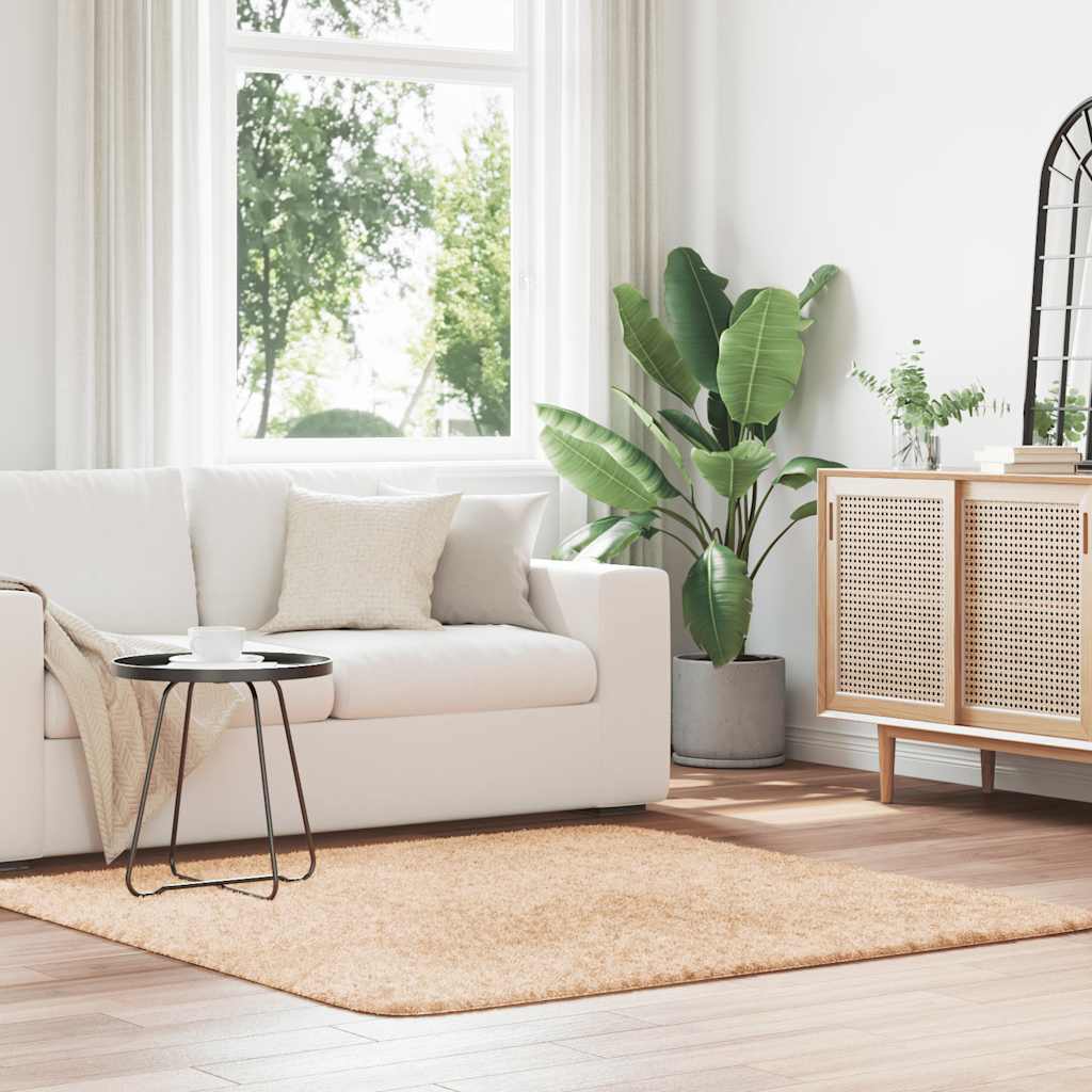 vidaXL Hoogpolig vloerkleed NAVARRA 60x100 cm polyester beige