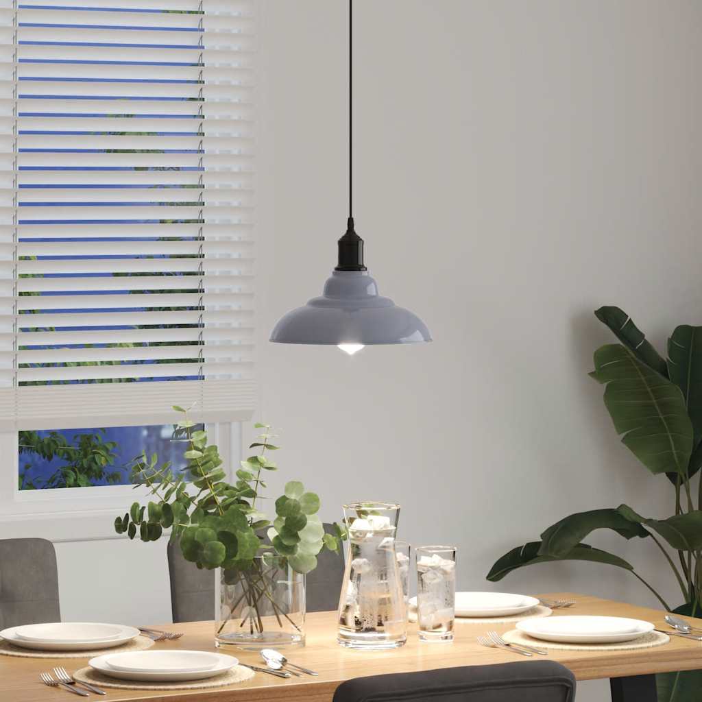 vidaXL Hanglamp in hoogte verstelbaar E27 Ø31 cm metaal glanzend zwart