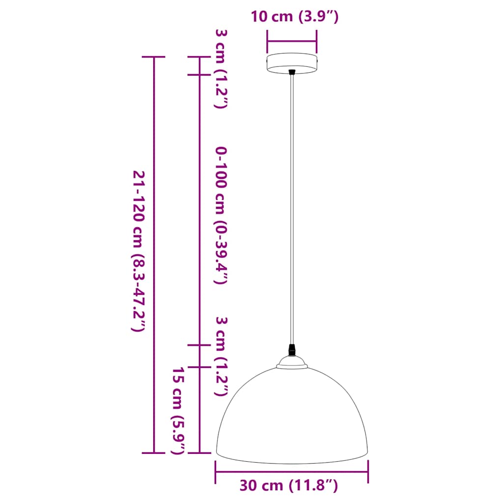vidaXL Hanglampen 2 st In hoogte verstelbaar E27 30 cm metaal zwart