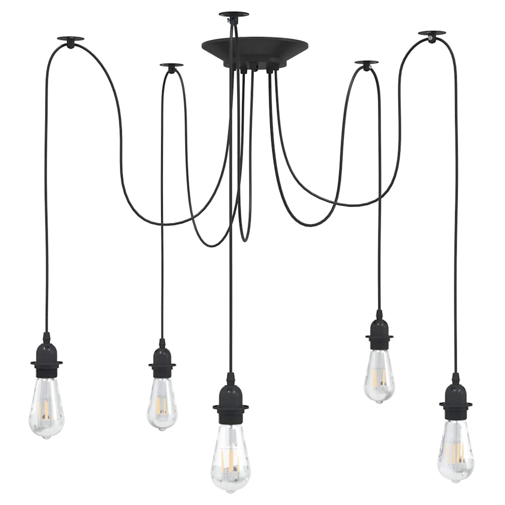 vidaXL Hanglamp met 3 lamphouders E27 metaal zwart