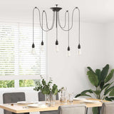 vidaXL Hanglamp met 3 lamphouders E27 metaal zwart