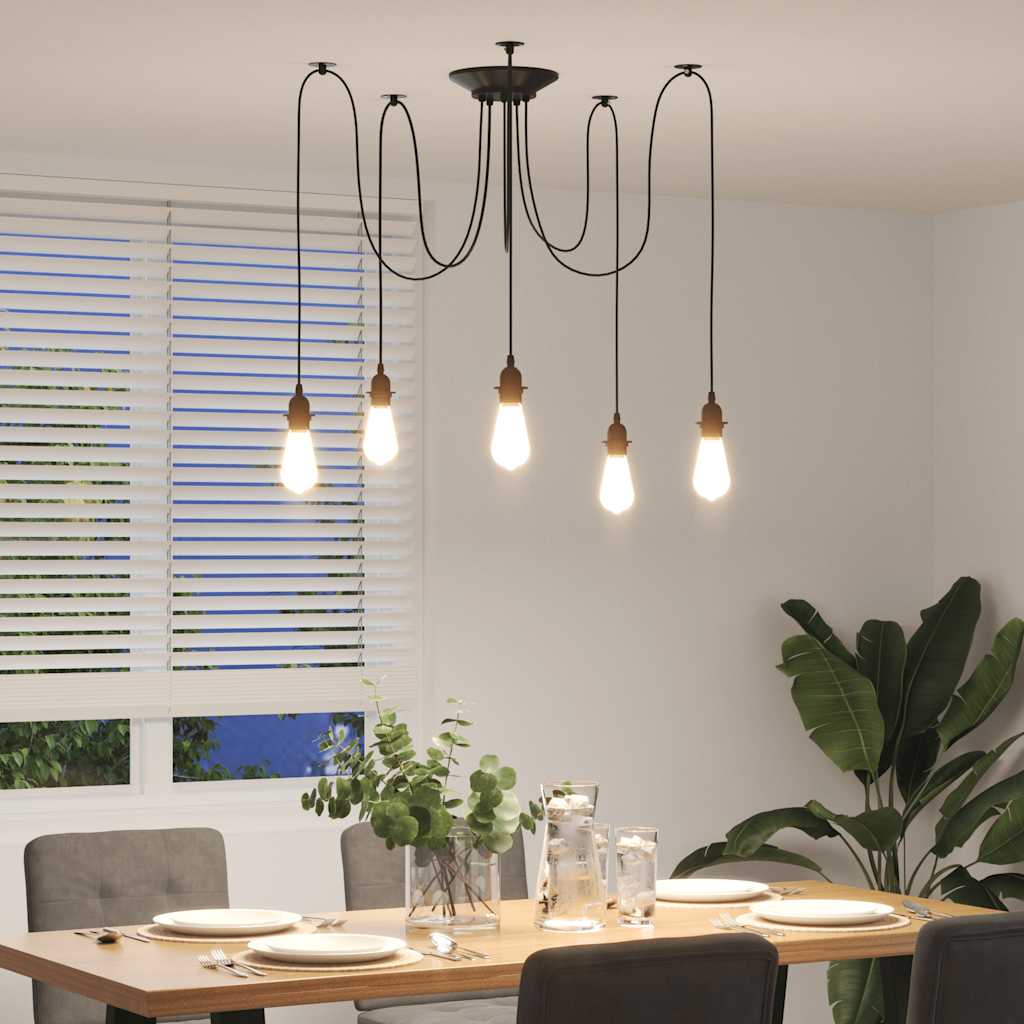 vidaXL Hanglamp met 3 lamphouders E27 metaal zwart
