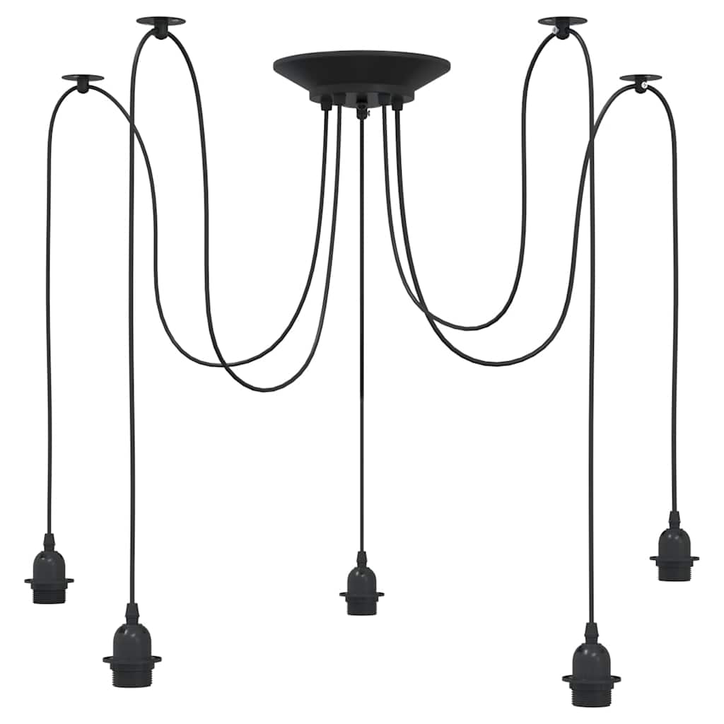 vidaXL Hanglamp met 3 lamphouders E27 metaal zwart