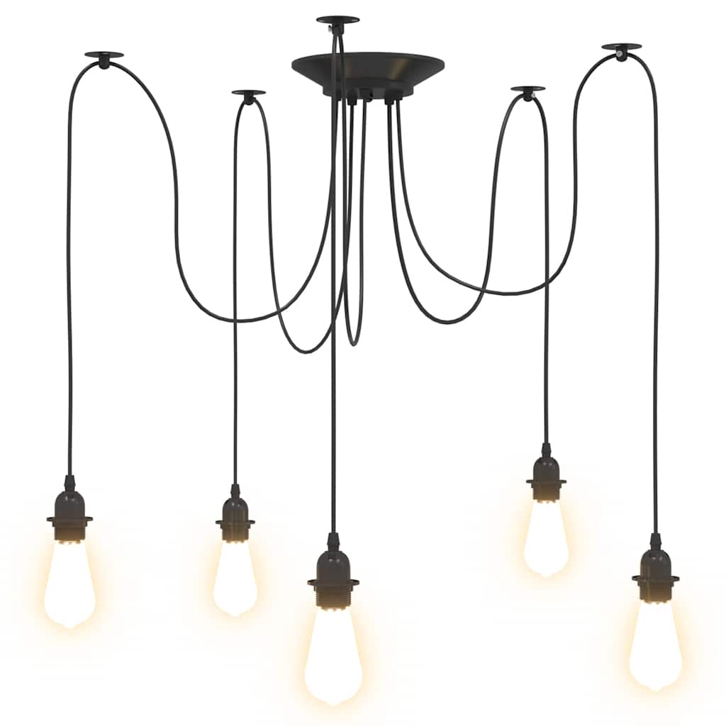 vidaXL Hanglamp met 3 lamphouders E27 metaal zwart