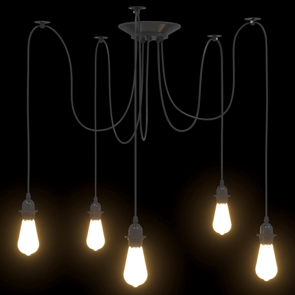 vidaXL Hanglamp met 3 lamphouders E27 metaal zwart