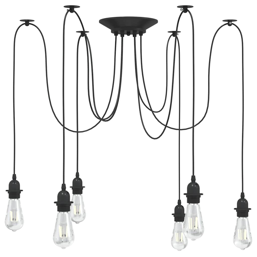 vidaXL Hanglamp met 3 lamphouders E27 metaal zwart