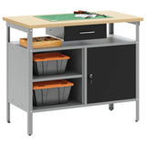 vidaXL Werkbank met lade met plank Zwart en Grijs 100 x 55 x 85 cm