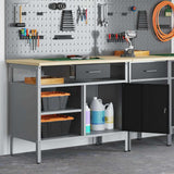 vidaXL Werkbank met lade met plank Zwart en Grijs 100 x 55 x 85 cm