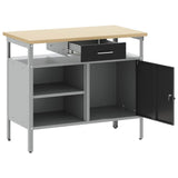 vidaXL Werkbank met lade met plank Zwart en Grijs 100 x 55 x 85 cm