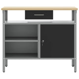 vidaXL Werkbank met lade met plank Zwart en Grijs 100 x 55 x 85 cm