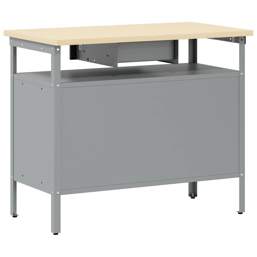 vidaXL Werkbank met lade met plank Zwart en Grijs 100 x 55 x 85 cm