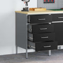 vidaXL Werkbank met lade met opslag Zwart en Grijs 50 x 55 x 85 cm