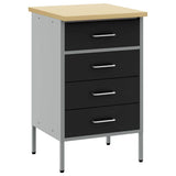 vidaXL Werkbank met lade met opslag Zwart en Grijs 50 x 55 x 85 cm