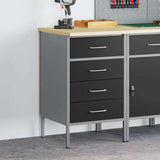 vidaXL Werkbank met lade met opslag Zwart en Grijs 50 x 55 x 85 cm