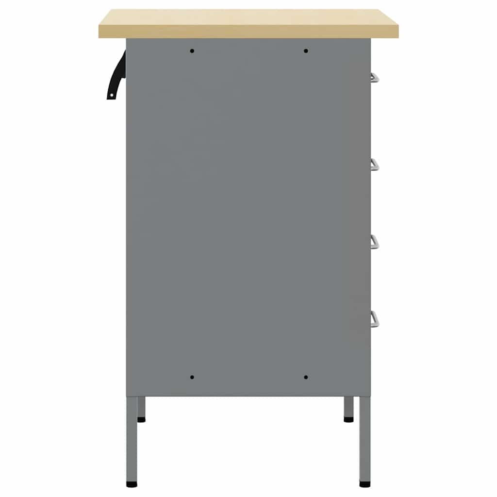 vidaXL Werkbank met lade met opslag Zwart en Grijs 50 x 55 x 85 cm